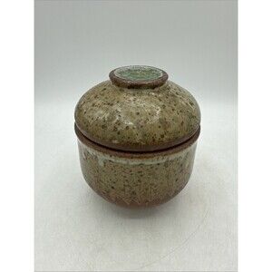Vintage MCM Jar Pottery Container Drip Glaze